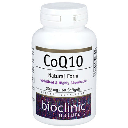Bioclinic Naturals CoQ10 supplement bottle on a white background