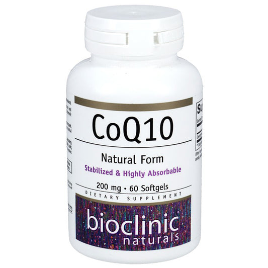 Bioclinic Naturals CoQ10 supplement bottle on a white background