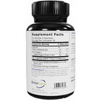 A black plastic bottle of BetterGenjx dietary supplement gummies, showing the back label with Supplement Facts, a barcode, and product details on a white background.