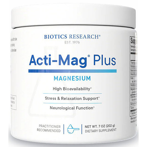 Biotics Research Acti-Mag Plus magnesium supplement container on a white background