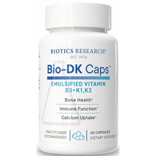Biotics Research Bio-DK Caps dietary supplement bottle on a white background