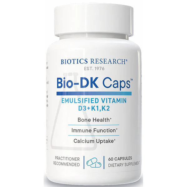 Biotics Research Bio-DK Caps dietary supplement bottle on a white background