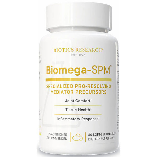 Biotics Research Biomega-SPM supplement bottle on a white background