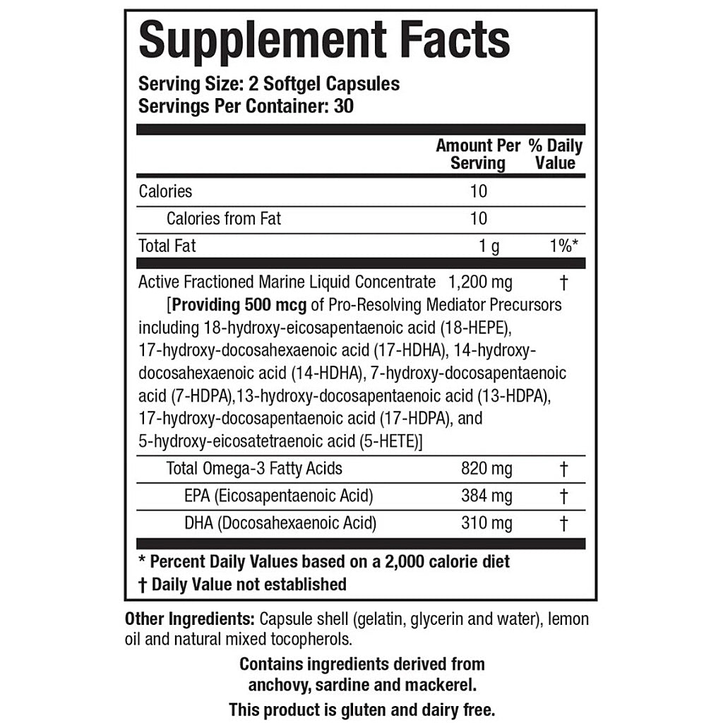 Supplement facts label for a product with detailed nutritional information.