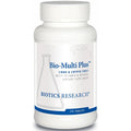 A white plastic bottle of Biotics Research Bio-Multi Plus dietary supplement with a white cap, featuring blue and gray text on a clean white background.