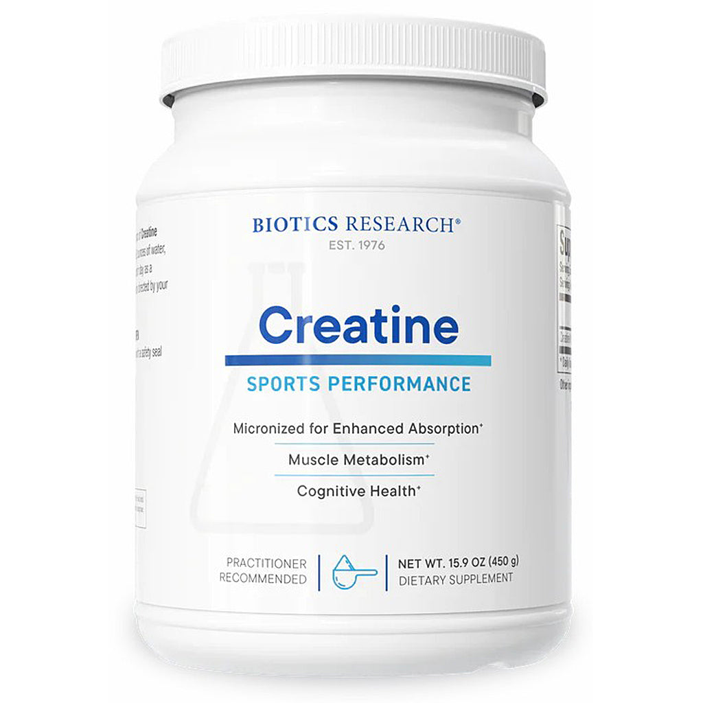 Biotics Research Creatine supplement container on a white background