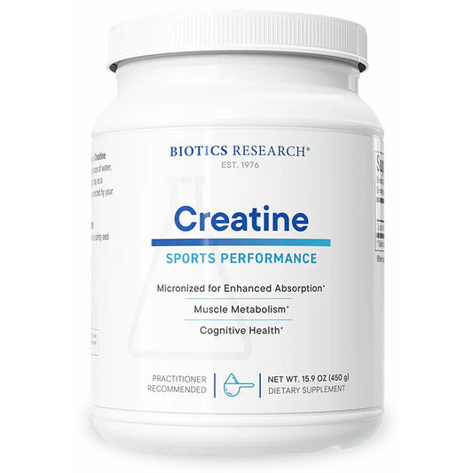 Biotics Research Creatine supplement container on a white background