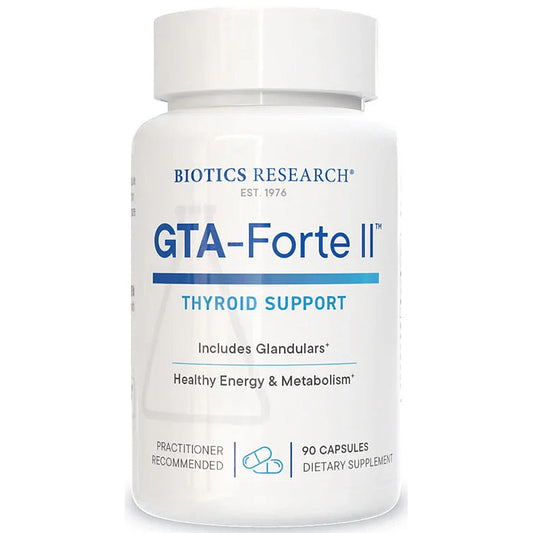 Biotics Research GTA-Forte II thyroid support supplement bottle on a white background