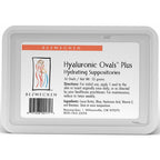 A white plastic clamshell package of Bezwecken Hyaluronic Ovals Plus Hydrating Supositories, containing 16 ovals, with a white label featuring black text and an orange brand banner.
