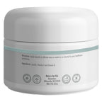 Gray jar with text and logos on a white background