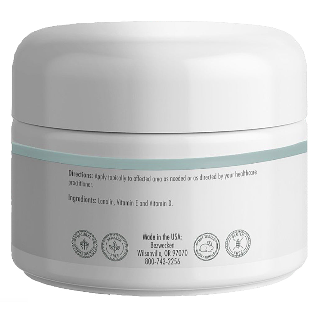 Gray jar with text and logos on a white background