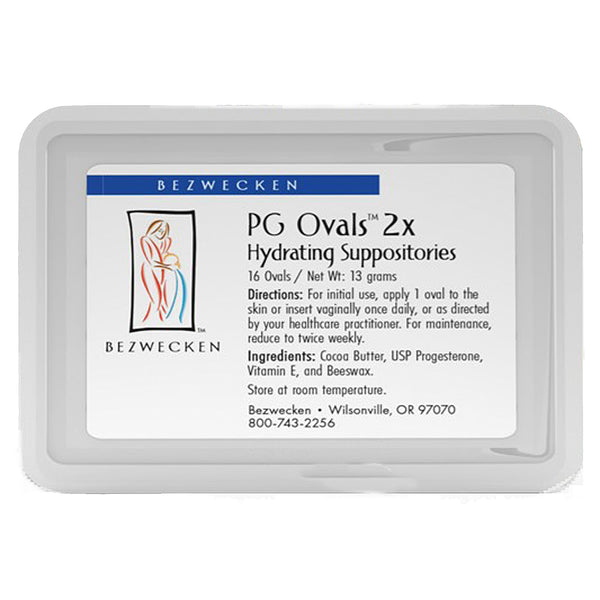 Pack of Bezwecken PG Ovals 2x Hydrating Suppositories on a white background