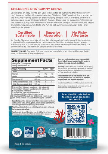 Nordic Naturals Zero Sugar Children's DHA (Tropical Punch) 30 Gummies