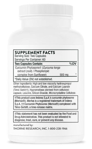 Thorne Curcumin Phytosome - Sustained Release 500mg 120c