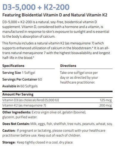 NuMedica D3-5,000 + K2-200 60sg