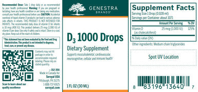 Genestra D3 1000 Drops 1 oz