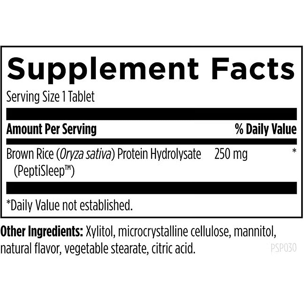 Supplement facts label for a product with brown rice protein hydrolysate on a white background