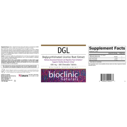Bioclinic Naturals DGL 180 chewable tablets