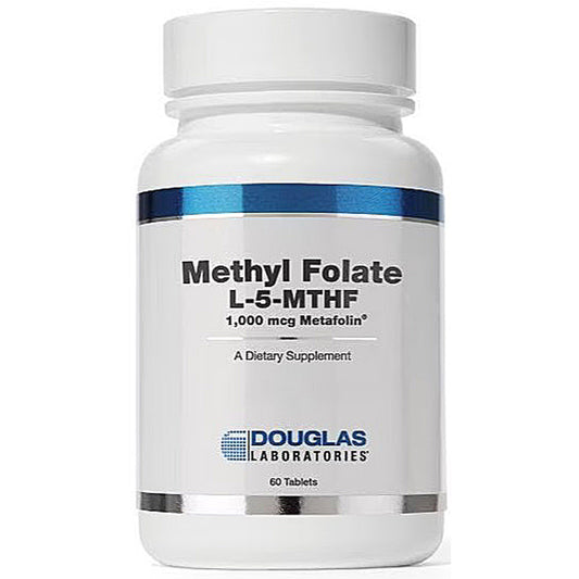 Bottle of Douglas Laboratories Methyl Folate supplement on a white background
