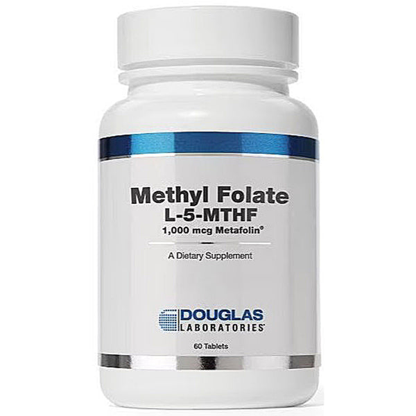 Bottle of Douglas Laboratories Methyl Folate supplement on a white background