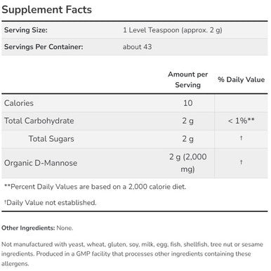 NOW D-Mannose Organic Powder 3 oz.