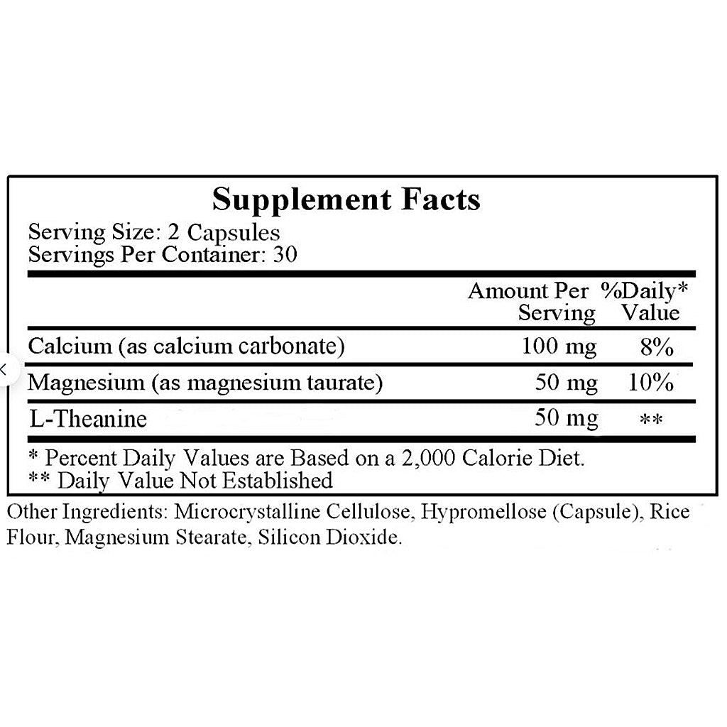 Supplement facts label with nutritional information on a white background