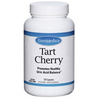 Supplement bottle labeled 'Tart Cherry' by EuroMedica on a white background