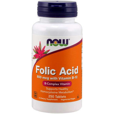 NOW Folic Acid 800mcg with Vit B12 250t