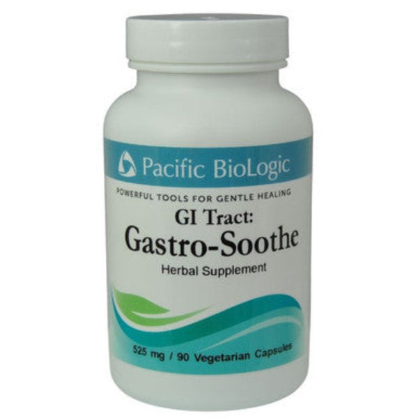 Supplement bottle labeled 'GI Tract: Gastro-Soothe' by Pacific Biologic on a white background