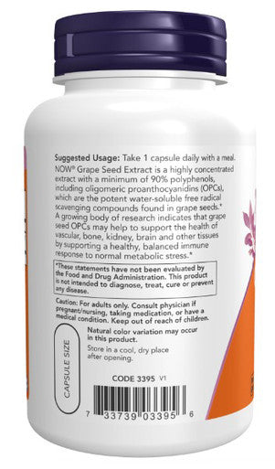 NOW Grape Seed Extract 500 mg Maximum Strength 90 veg capsules