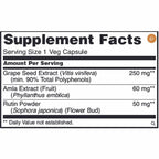 Grape Seed OPC 250mg, ingredient label, healthy tissues, brain and nerve support, cardiovascular health, antioxidant