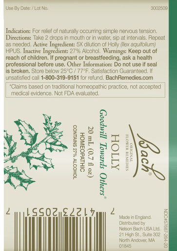 Bach Flower Remedies Holly 20ml