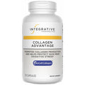 A white bottle of Integrative Therapeutics Collagen Advantage dietary supplement with a yellow and blue label design, on a plain white background.