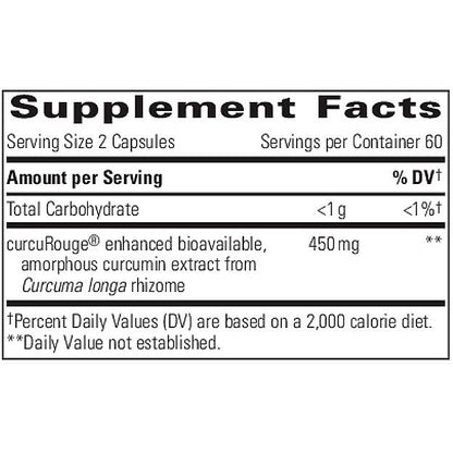 Supplement facts label for curcumin extract capsules on a white background
