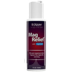 A 5 fl oz bottle of Jigsaw Health Mag Relief with OptiSM, featuring a white cap and a dark purple label with red and blue accents, on a solid white background.