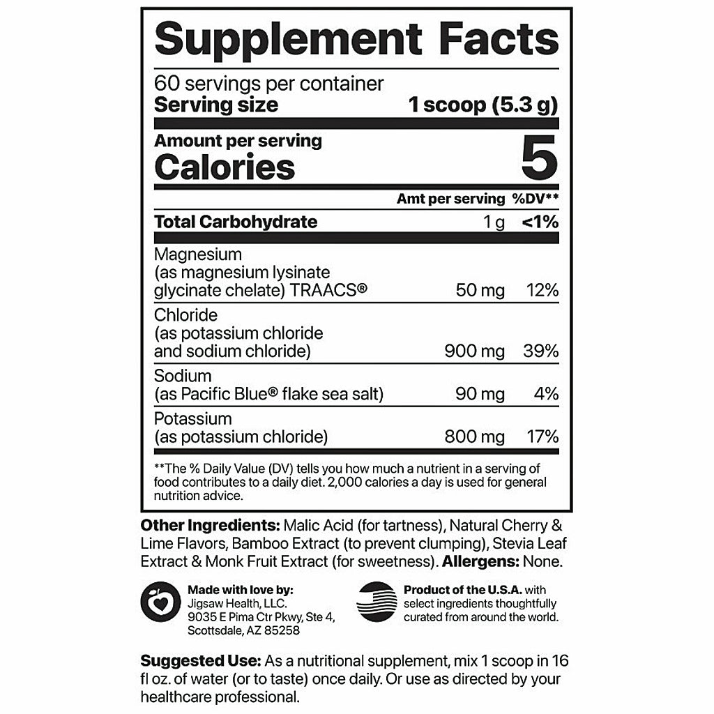 Supplement facts label with nutritional information on a white background