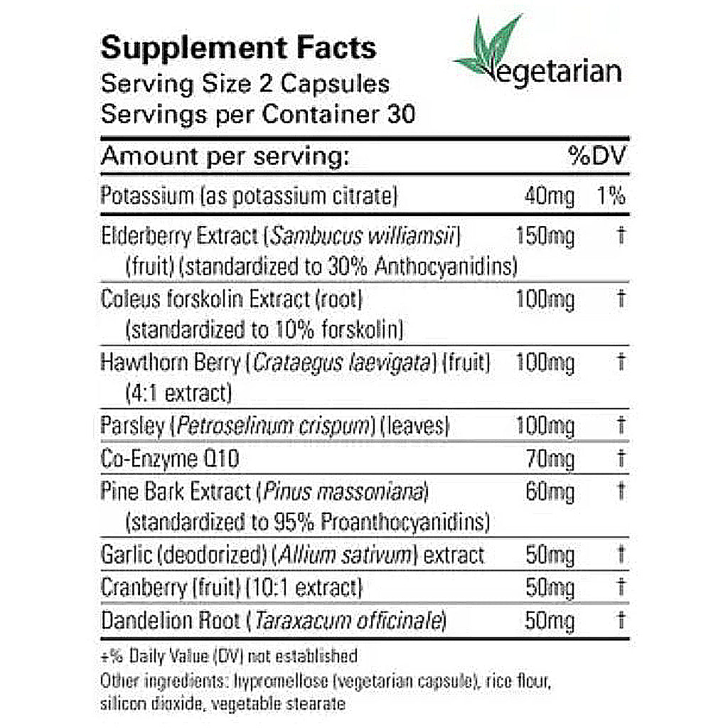 Supplement facts label with various ingredients and their amounts per serving on a white background.
