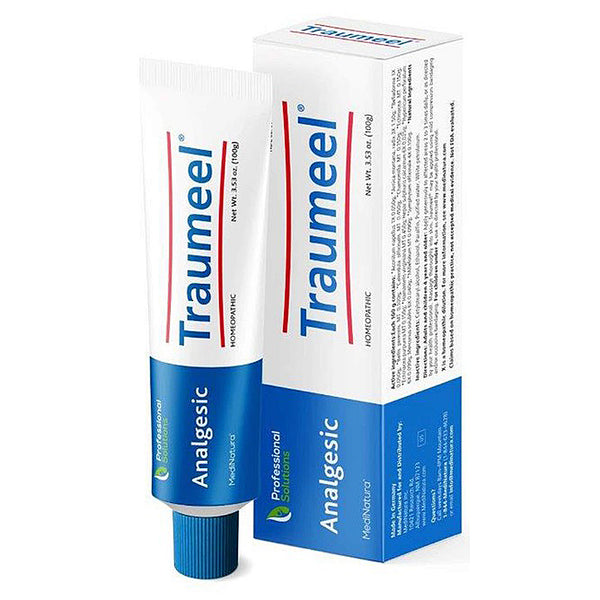 Traumeel analgesic tube and box on a white background