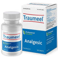 Traumeel analgesic tablets bottle and packaging on a white background