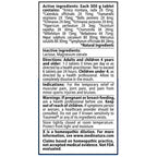 Medication label with active and inactive ingredients, directions, and warnings on a white background