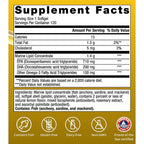 Supplement facts label with nutritional information and certification logos on a yellow background