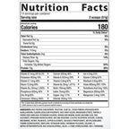 Nutrition facts label for a product with detailed calorie and ingredient information.