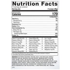 Nutrition facts label for a product with detailed calorie and ingredient information.