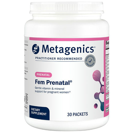 Metagenics Fem Prenatal dietary supplement container on a white background