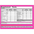 Supplement facts label with pink border on a white background