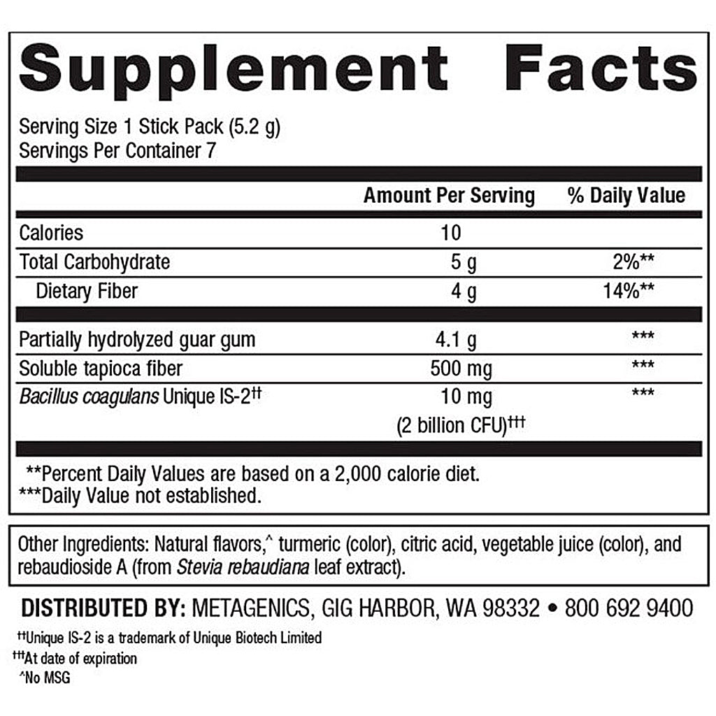 Supplement facts label with nutritional information on a white background