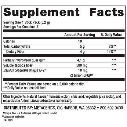 Supplement facts label with nutritional information on a white background