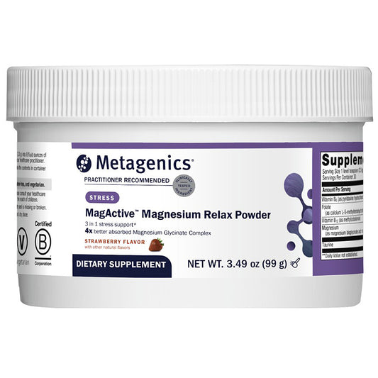 Metagenics MagActive Magnesium Relax Powder container on a white background