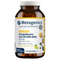 Metagenics OmegaGenics Fish Oil EPA-DHA supplement bottle on a white background