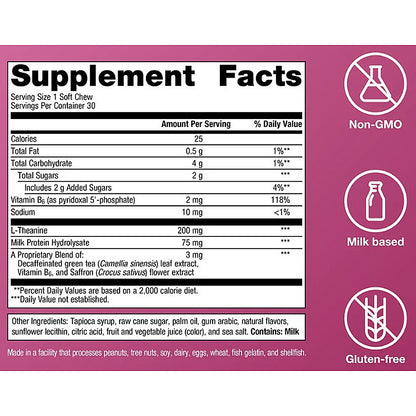 Supplement facts label with various icons and text on a purple background